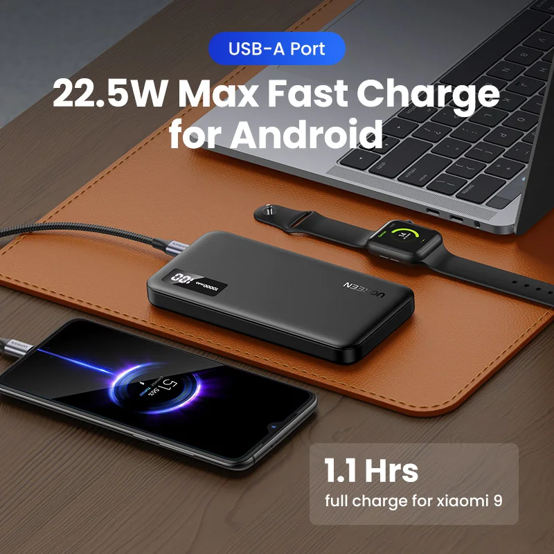 UGREEN-Banco de potência portátil, carregamento rápido, PowerBank para iPhone 15 Pro Max, telefone Xiaomi, Huawei, bateria externa, PD20W, 22.5W,