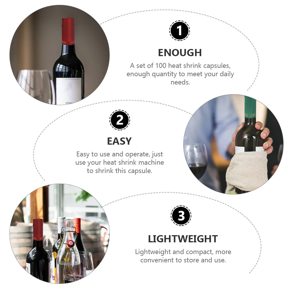 

200Pcs Heat Shrink Capsules for Wine Bottle Sealing High Quality PVC Dust Cover Decorative Shrink Wraps Caps Protection