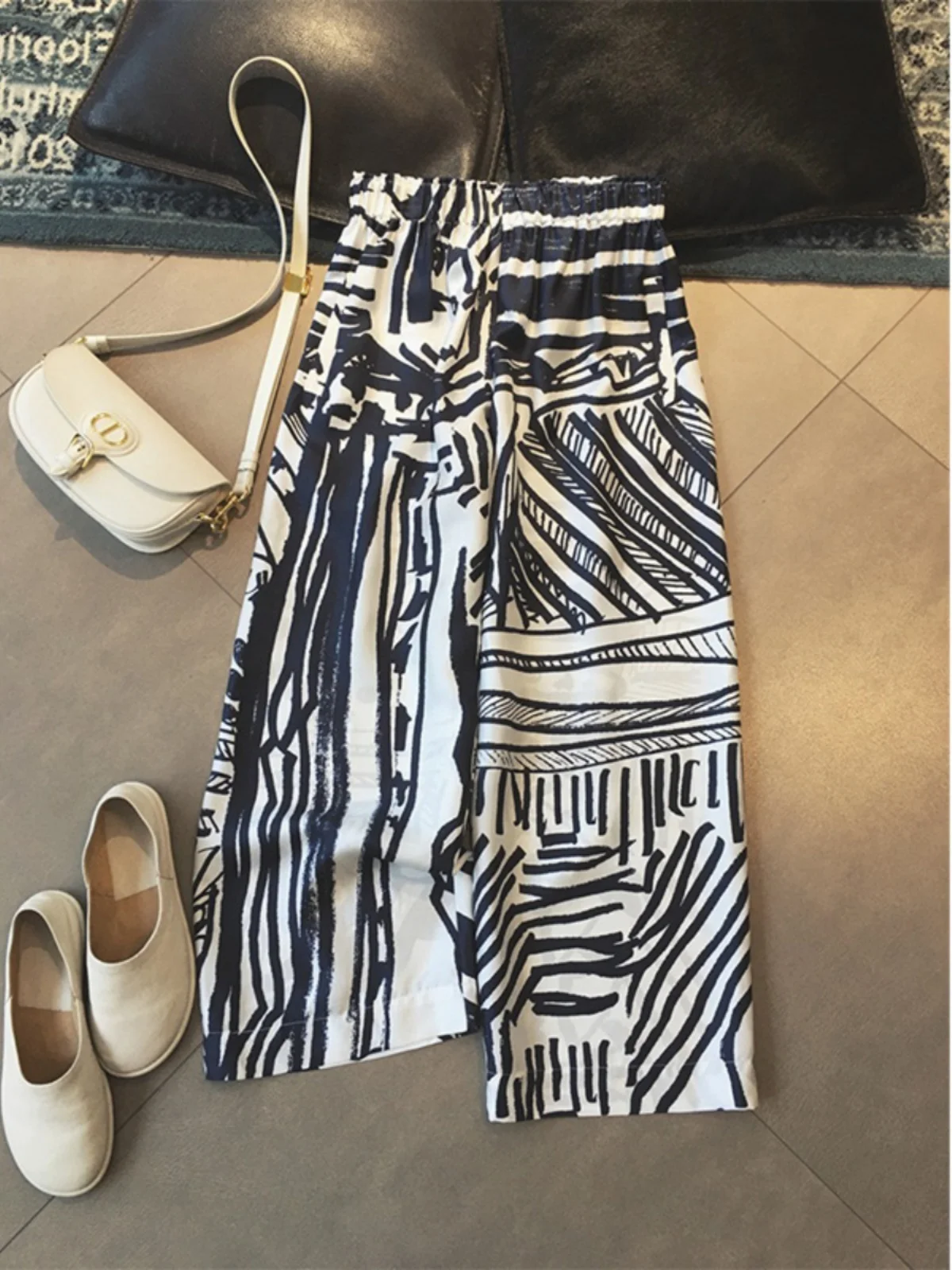 العصرية فيتي مصبوغ السراويل واسعة الساق المرأة الصيف Faionable الحرير الجليد بارد الحماية من الشمس فضفاض عارضة السراويل