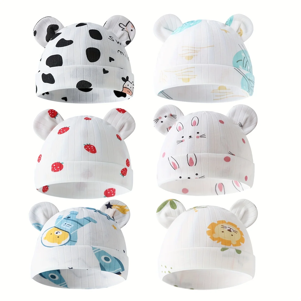 

6 шт., осенне-зимняя шапка для новорожденных, детская шапка, хлопковые перчатки с принтом, против царапин, чехол для ног, детская шапка, От 0 до 6 месяцев