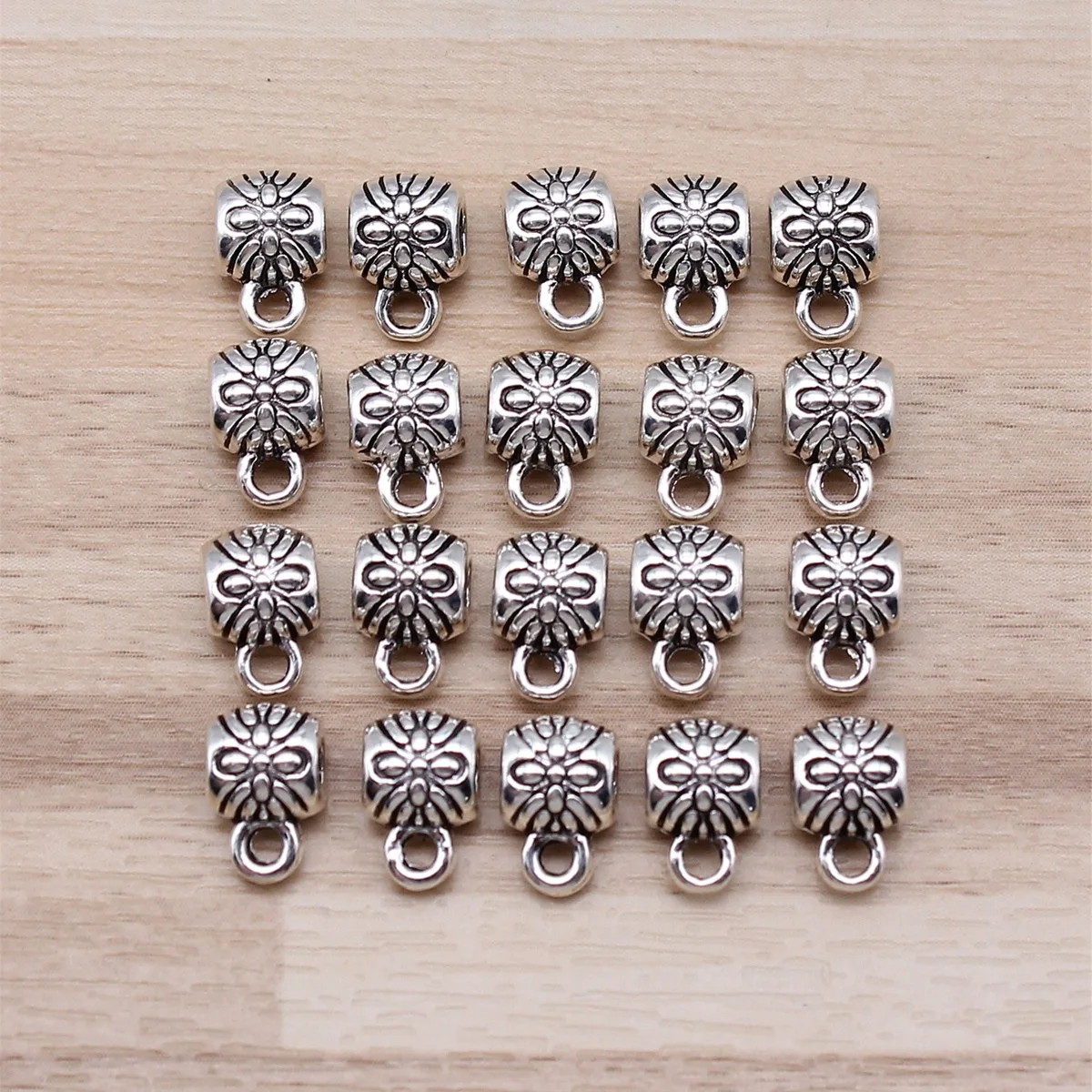 IFOCUS 20pcs/Lot Beads Bails For DIY Jewelry Making Zinc Alloy 8x5x5mm/0.31x0.2x0.2inch