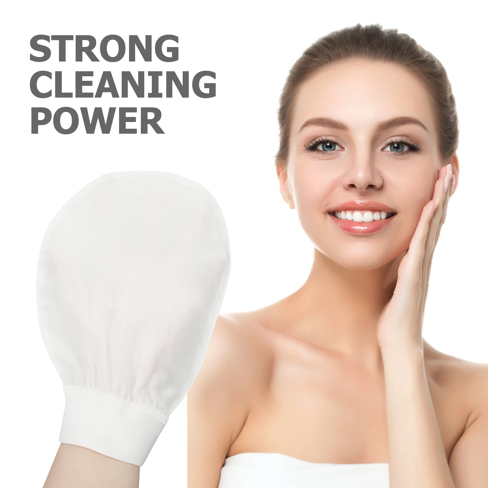 

Silk Bathing Compact Exfoliating Mitten Exfoliating Mitts Face Body Cleaning Shower Scrubber Lightweight Rayon White