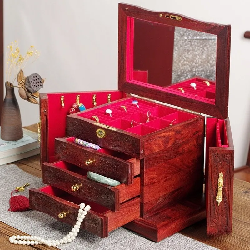 

Деревянная шкатулка для драгоценностей, роскошная шкатулка для хранения обручальных колец, ожерелья, серьги, браслет, витрина, органайзер для ювелирных изделий, витрина, подарок