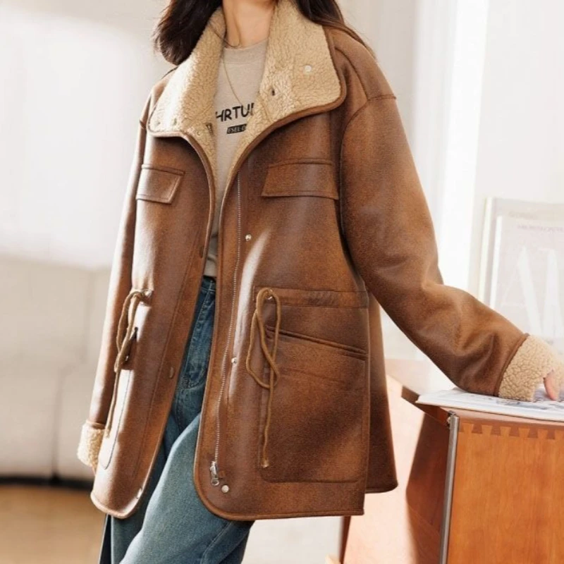 موضة شتاء جديدة لعام 2025 وسترة دافئة متوسطة وطويلة ومزاجية رفيعة ومتعددة الاستخدامات #2