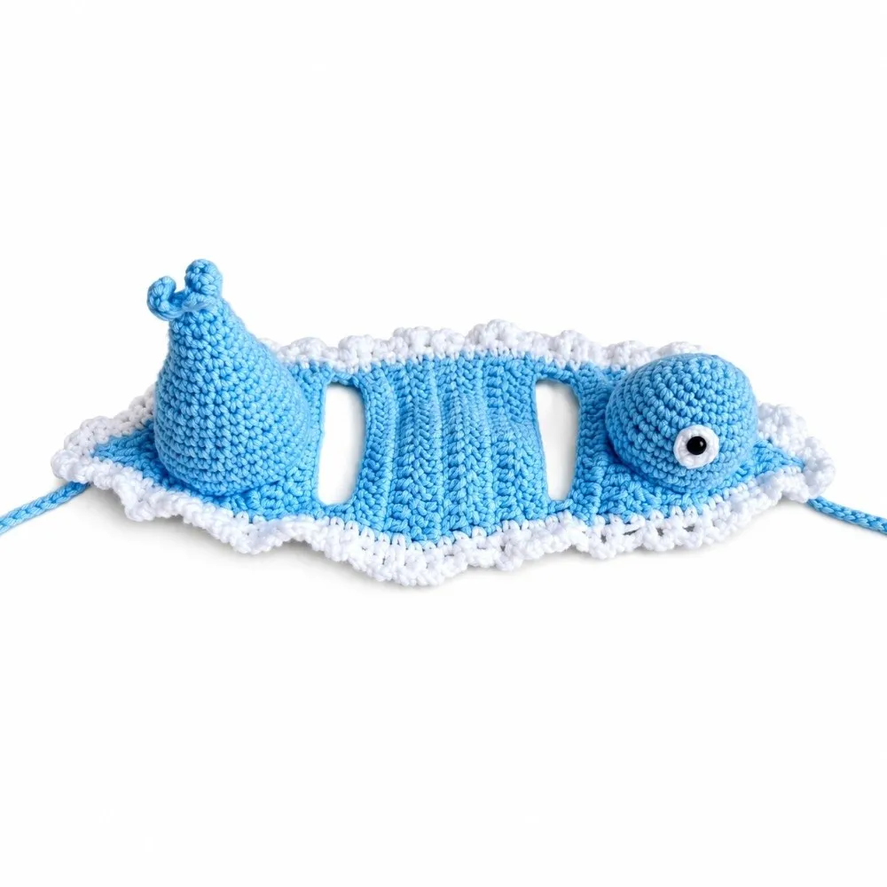 Funny Crochet Cat Costume Hat Adjustable Chin Ties Cartoon Cat Shark Headdress Knitted Animal Hat Cat Dress Up