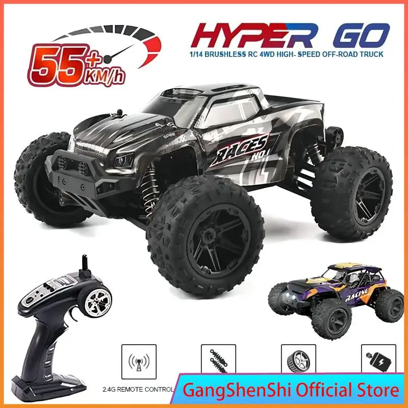 

HXRC 8610 8611 1:14 55KM/H 4WD RC Car With LED Remote Control Cars High Speed Drift Monster Truck for Kids VS 144001 Toys