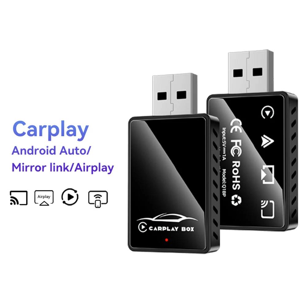 4-in-1 Smart Wireless CarPlay bluetooth5.0 Android Auto MirrorLink Adapter Convert Wired to Wireless USB Plug and Play