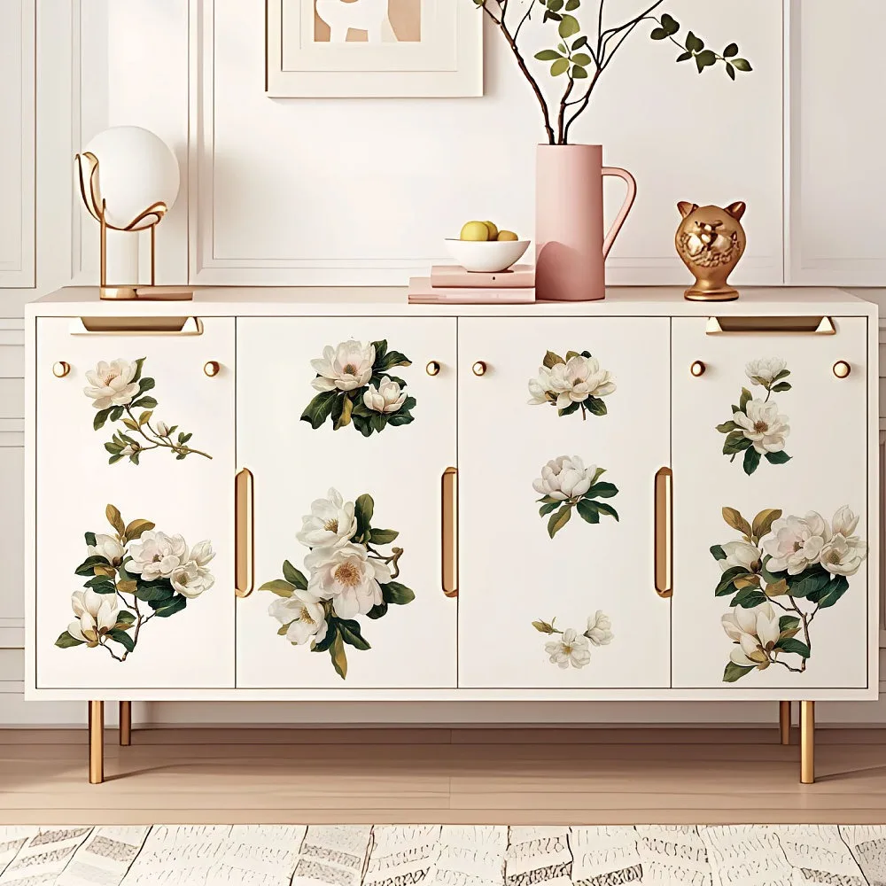 3 Sheets 3 Styles PVC Waterproof Decorative Stickers Self Adhesive Decals for Furniture Decoration Flower 300x150mm