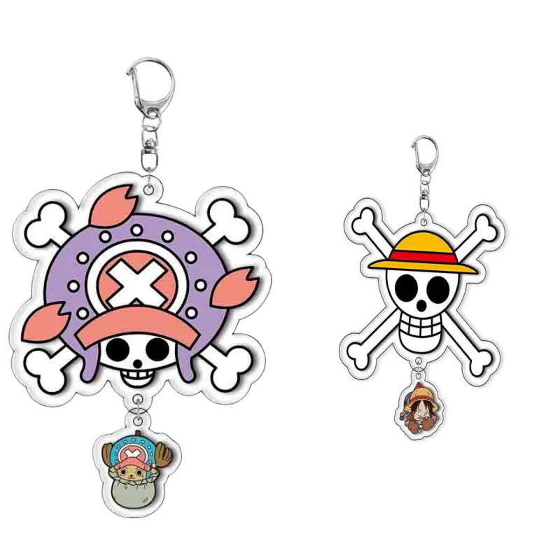 Cartoon One Piece Acrylic Keychain Cute Anime Characters Luffy Zoro Chopper Pirate Ship DIY Backpack Pendant Keychain Decorative