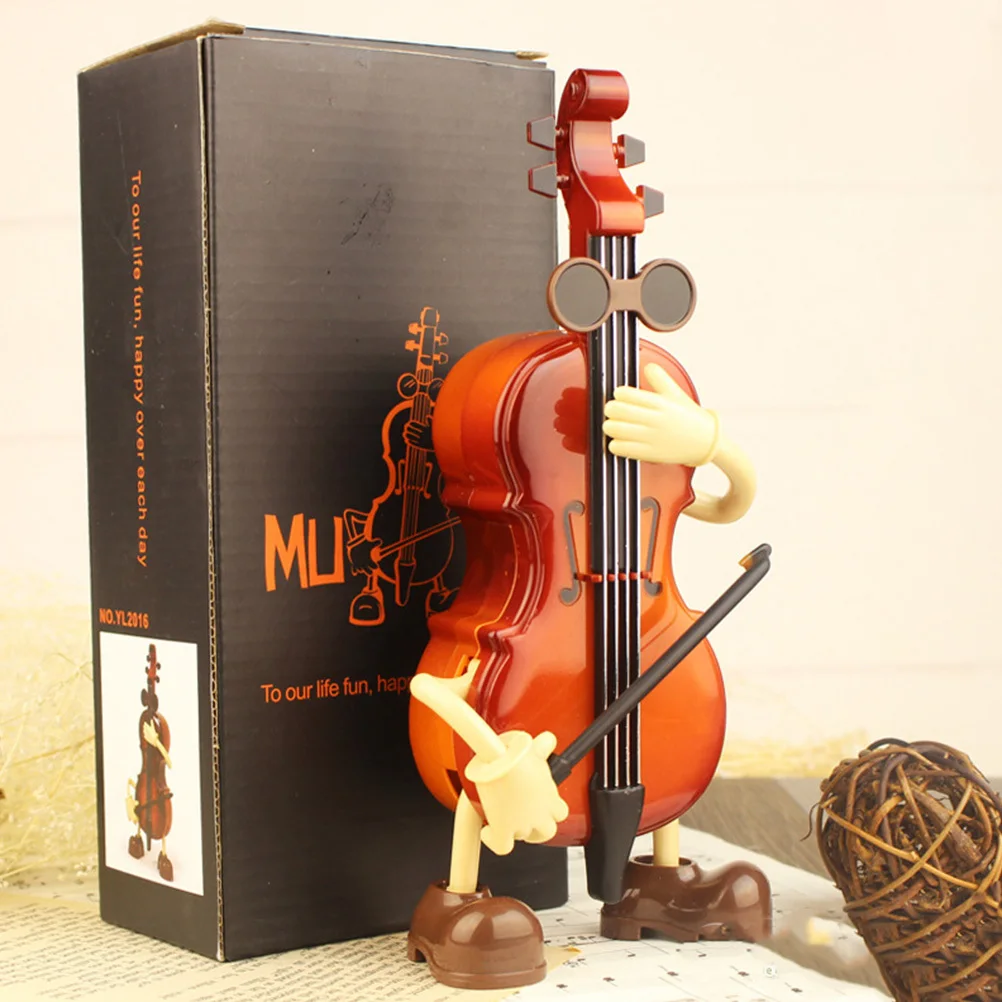 1pc Music Box Adornment Creative Swinging Violin Desktop Ornament For Home Decor Musician Gift Decorative Violin Musical