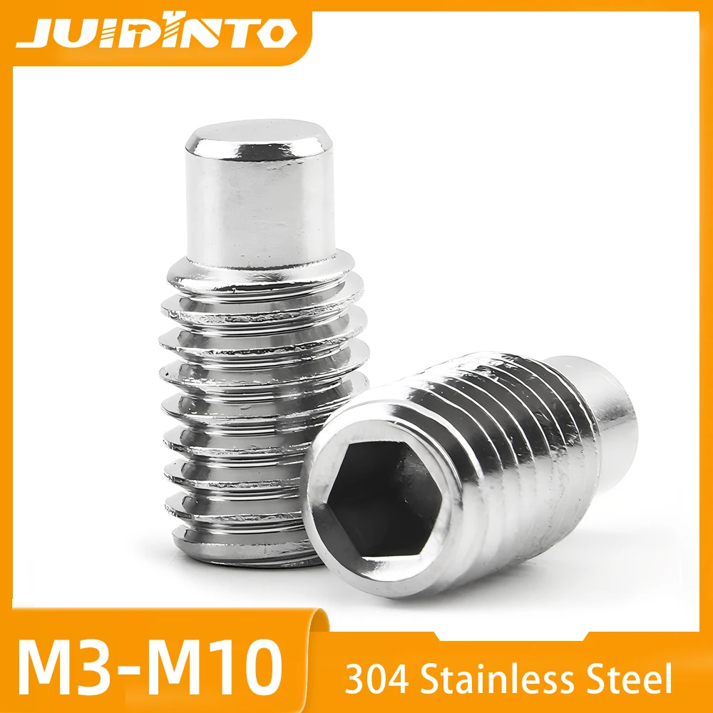 

JUIDINTO 5~30pcs Hex Socket Set Screw Dog Point Stainless Steel Grub Screw M3 M4 M5 M6 M8 Convex End