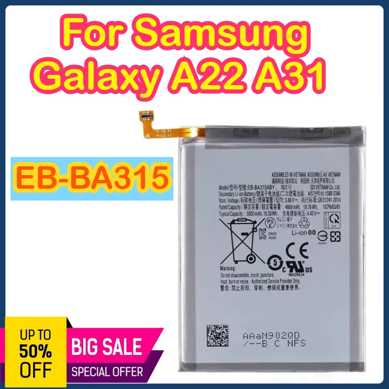 

Оригинальный запасной аккумулятор EB-BA315ABY EB-BA315ABY для Samsung Galaxy A22 4G A31 5000 мАч Galaxy A32 4g A325F A32