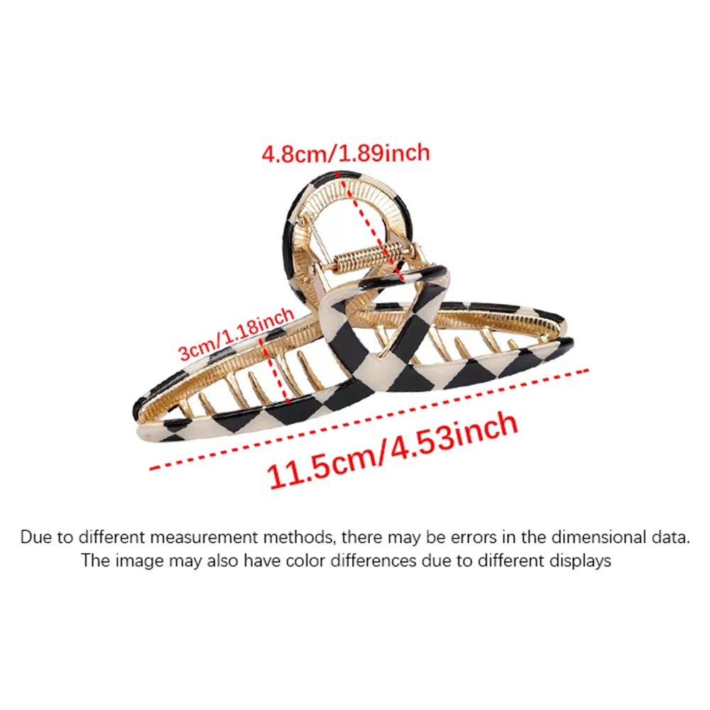 10cmBlack and white checkerboard pattern hair clip large size hair clip temperament Metal hair claw Fashion hair accessories