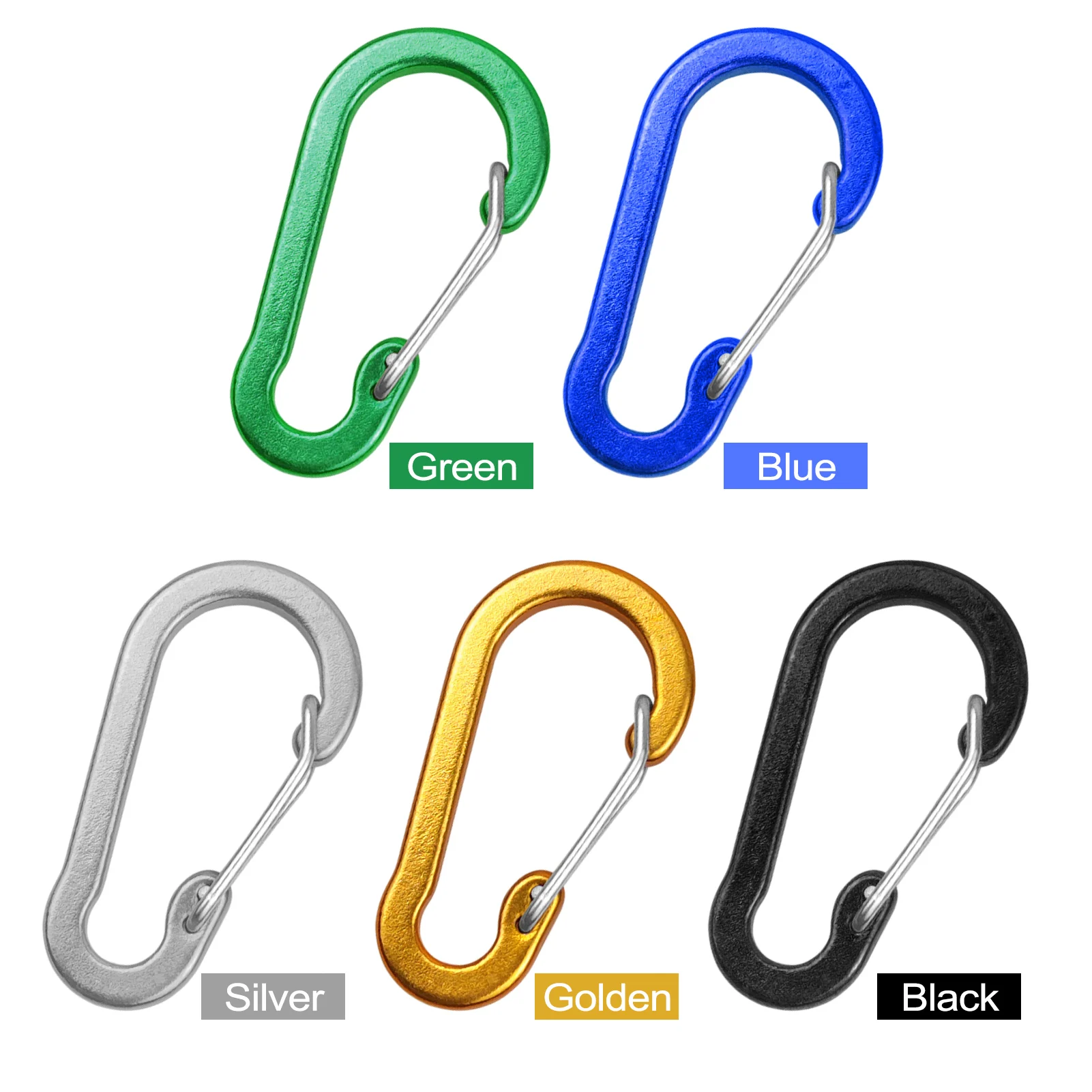 Portable Carabiner Clips Mini Aluminum Alloy Keychain Carabiner Clip D Rings for Camping Hiking Fishing Backpacking Key Ring