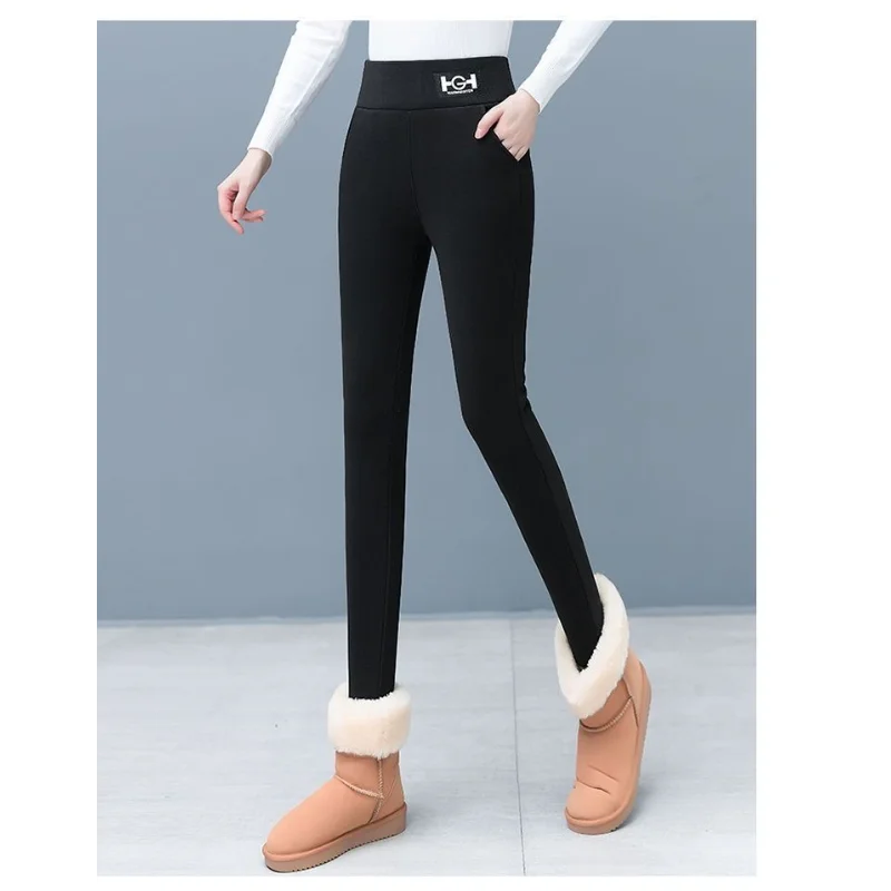 Added Velvet Thickened Sherpa Pants Fall Winter New High-waisted Winter Leggings Outer Wear Anti-freeze Warmth