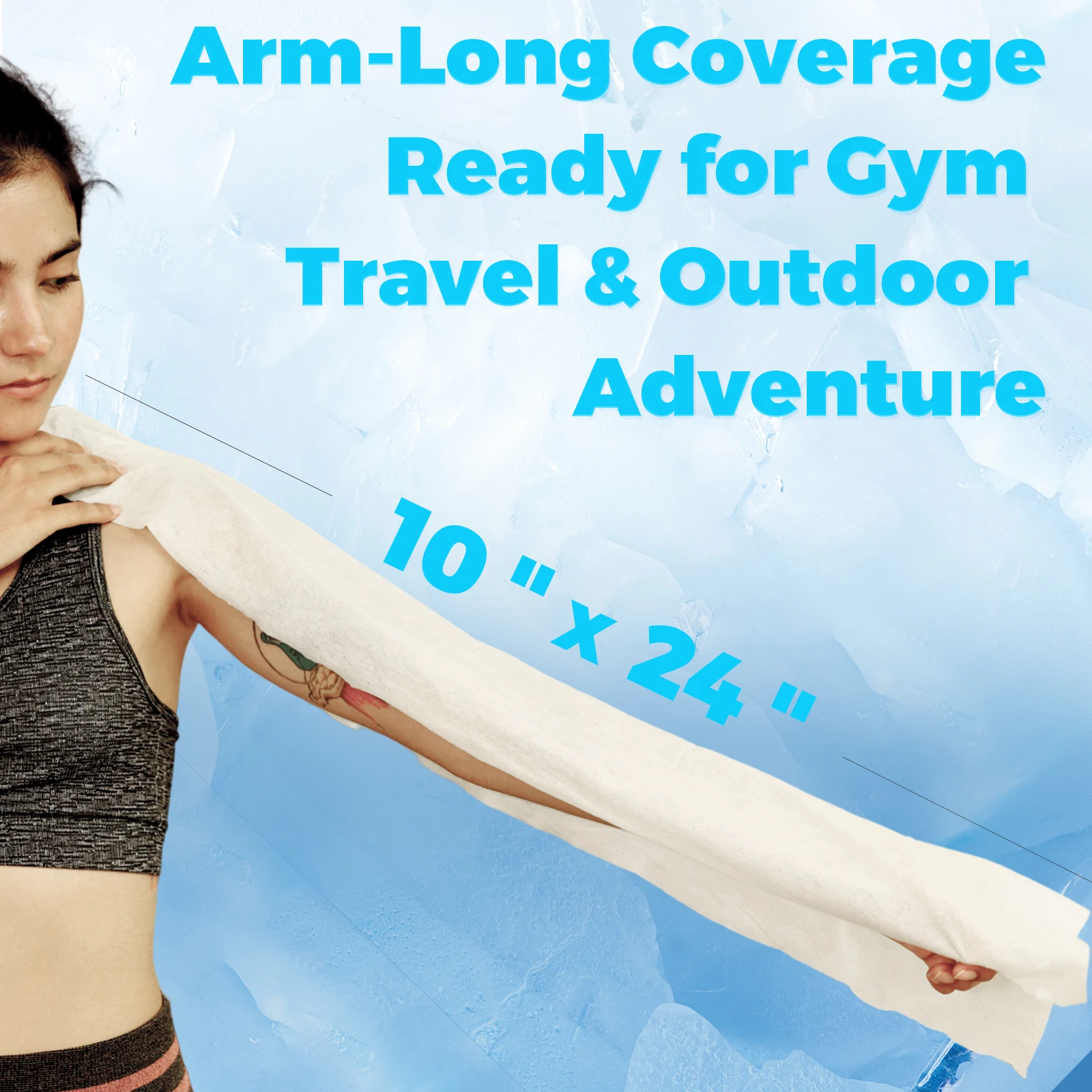 15-piece extra-large cool body wet wipes, suitable for hot weather, 10-inch x 24-inch (approximately 25.4 cm x 60.9 cm