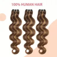 30 40 Inch 16A Highlight Ombre Body Wave Bundles 100% Human Hair Brazilian Pure Human Hair 2 3 4 PCS Colored 4/27 Weave Raw Hair Bundles Extensions For Women 3