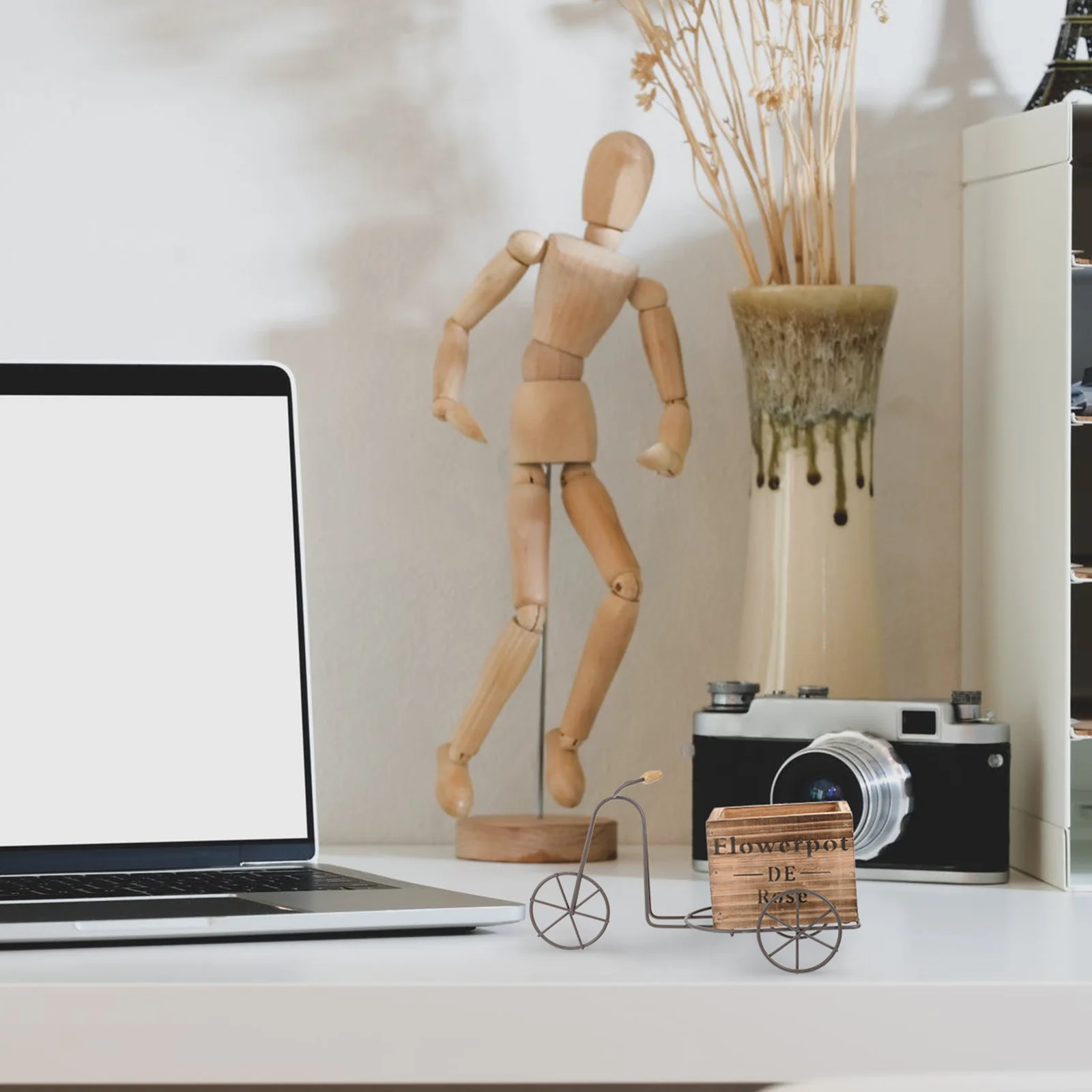 

Bicycle Flower Rack Creative Bike Planter For Garden Decoration Home Office Wall Mount Plant Stand Wooden Ornament