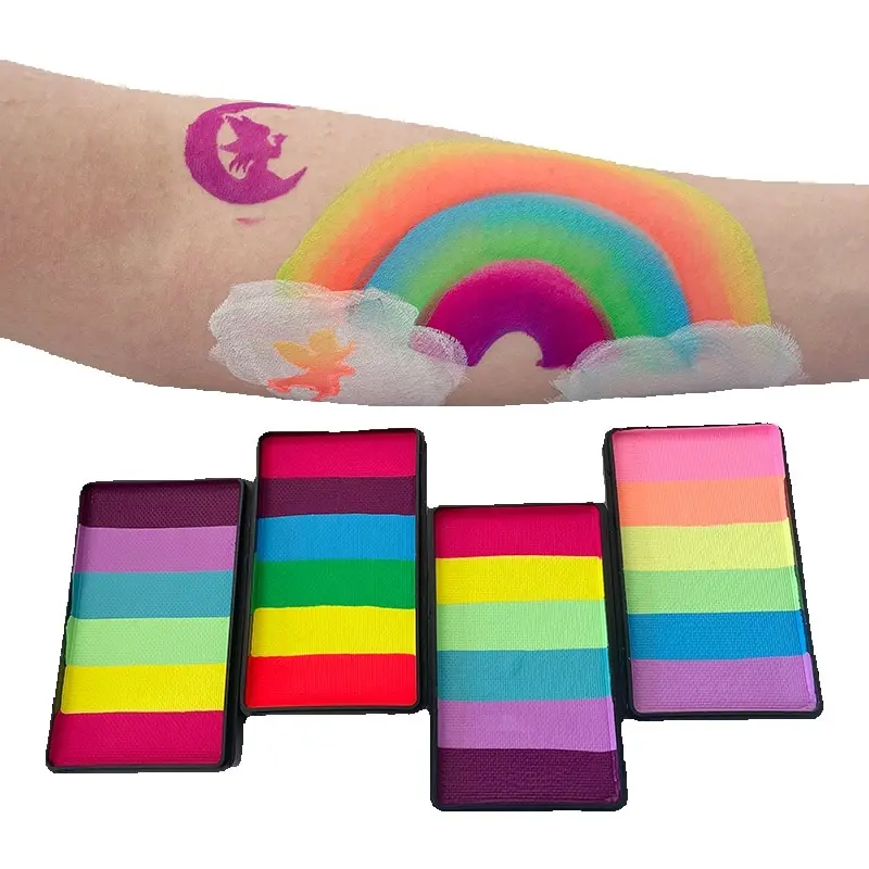 Pro Rainbow  Face Paint MakeupPigment 30g/50g Set Multicolor Series Body Art for Halloween Neon UV Metallic Face Paint