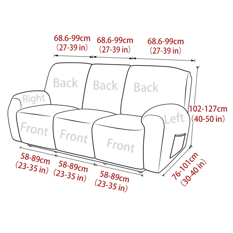 3Seater Jacquard Recliner Sofa Cover Dust-proof Stretch Reclining Couch Slipcover Relax Armchair Slipcover for Living Room Home