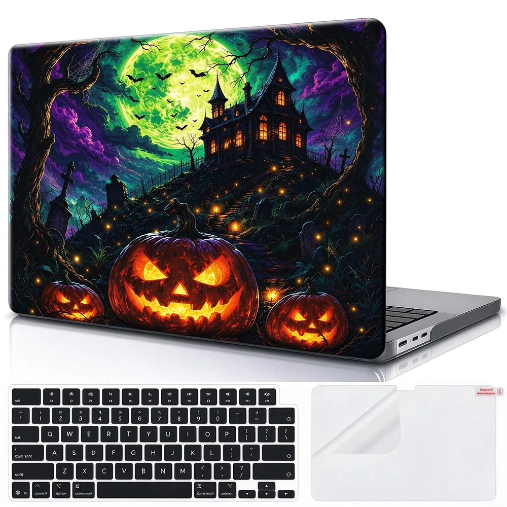 Retro Scary Halloween for MacBook Air 13 inch Case M5 M4 M3 M2 Pro 14/16 Neo case Novelty Premium Pattern Hardshell Laptop Case