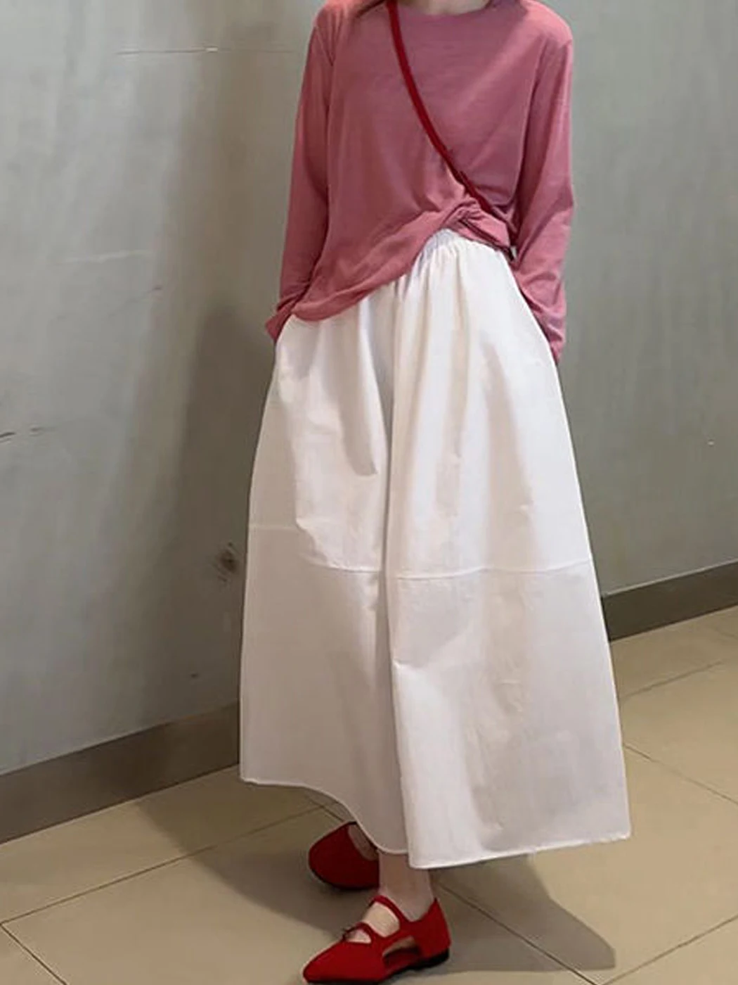 

Корейская юбка-миди трапециевидной формы с высокой талией, женские белые юбки больших размеров, весенне-осенние новые модные утягивающие юбки f-длины