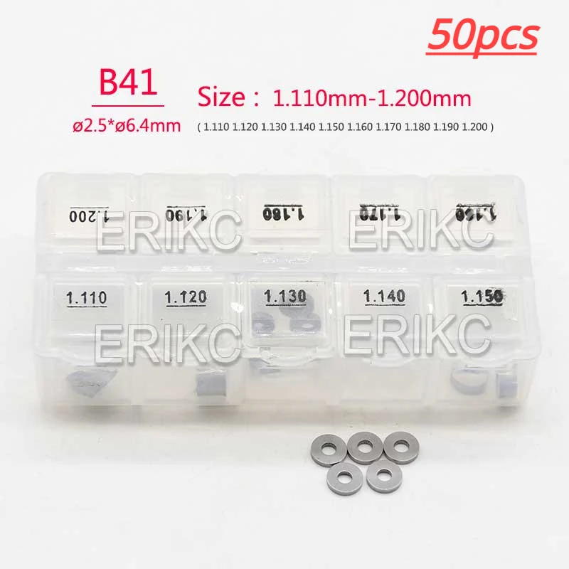50PCS Gaskets Shims B41 Sizes 1.110-1.200mm Injector Nozzle Adjusting Shims Set Valve Adjustment Washer for Bosch Sprayer