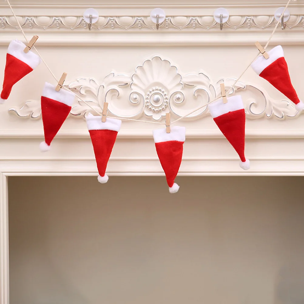 

12pcs Fabric Hat Cutlery Bag Christmas Tableware Holder Holiday Santa Hat Tableware Pouch Dinner Decoration Xmas Accessories