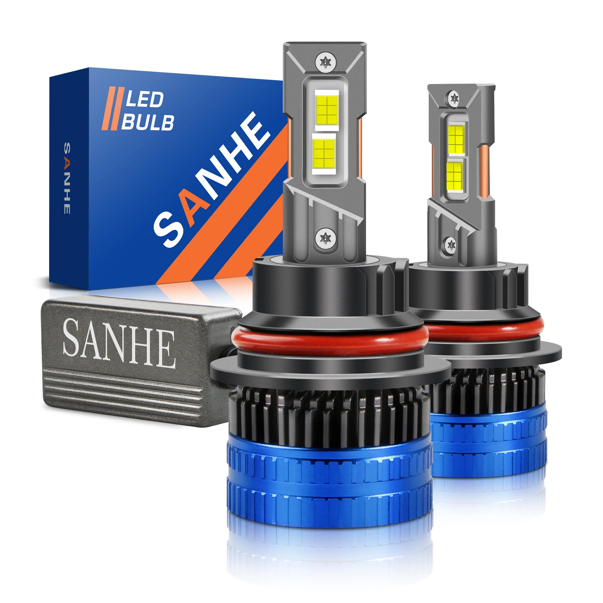 SANHE 9004/HB1 LED Headlight Bulbs High & Low Beam 40000LM 6500K Cool White, Pack Of 2