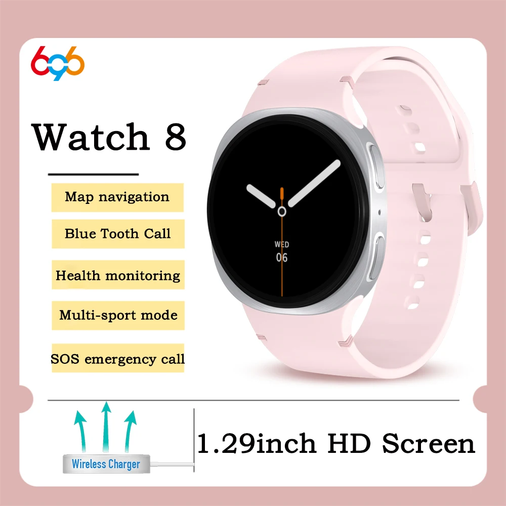

Ultra-Thin Men Sports Blue Tooth Call Heart Rate Health Sleep Lady Smartwatch SOS Map Navigation Wireless Charging Smart Watch 8