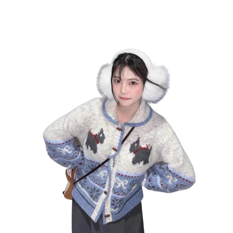 

2025 Autumn/Winter Thick Retro Girl Sensation Fair Island Sweater Women's Cardigan Wool Coat