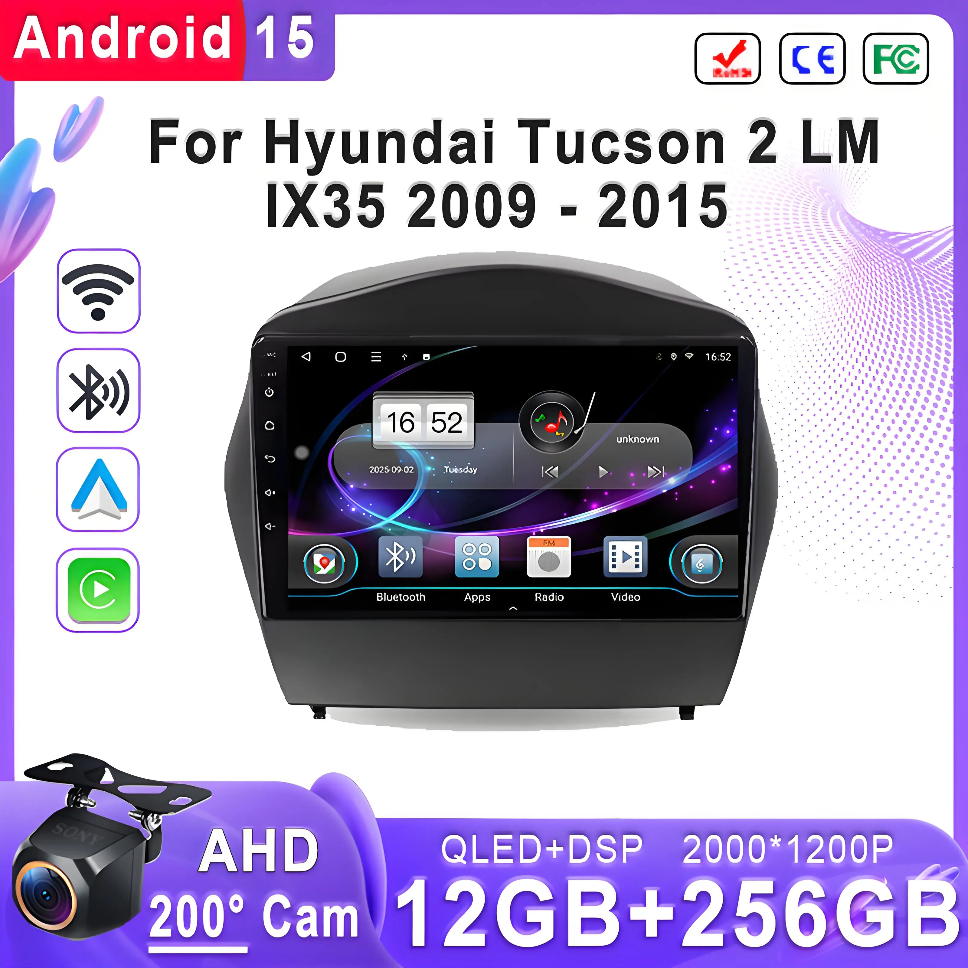 

Android 15 2K Incell Screen For Hyundai Tucson 2 LM IX35 2009 - 2015 Multimedia Stereo Head Unit GPS Navigation High-performance
