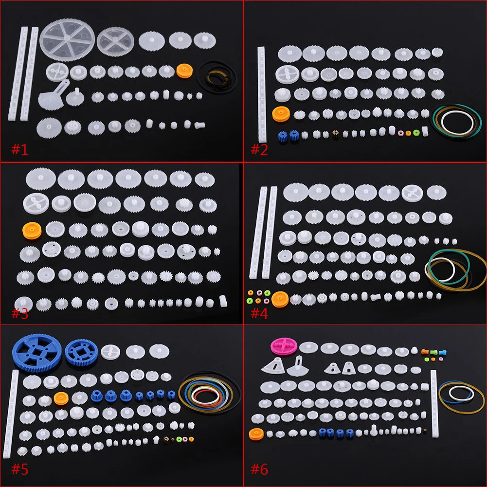 Juego de engranajes de Motor de polea, engranajes de plástico, engranajes de plástico, polea, cinturón, kits de tornillo sin fin, juego de engranajes de corona, piezas de Motor de Robot