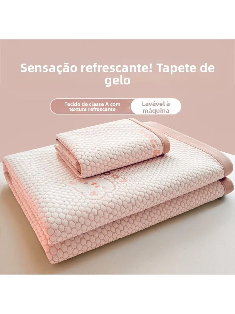 2026-new-small-ice-bear-ice-bean-bean-cooling-mat-ice-silk-three-piece-set-student-single-cooling-mat-washable-ice-silk-mat