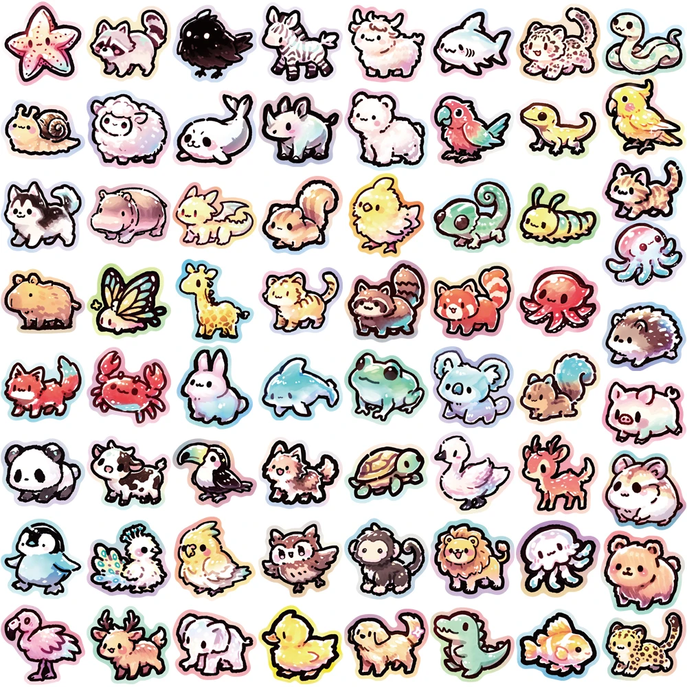 65개 창의적인 동물 그래피티 간단하고 귀여운 스티커, 계정 장식, 휴대폰 케이스, 맞춤형 방수 스티커