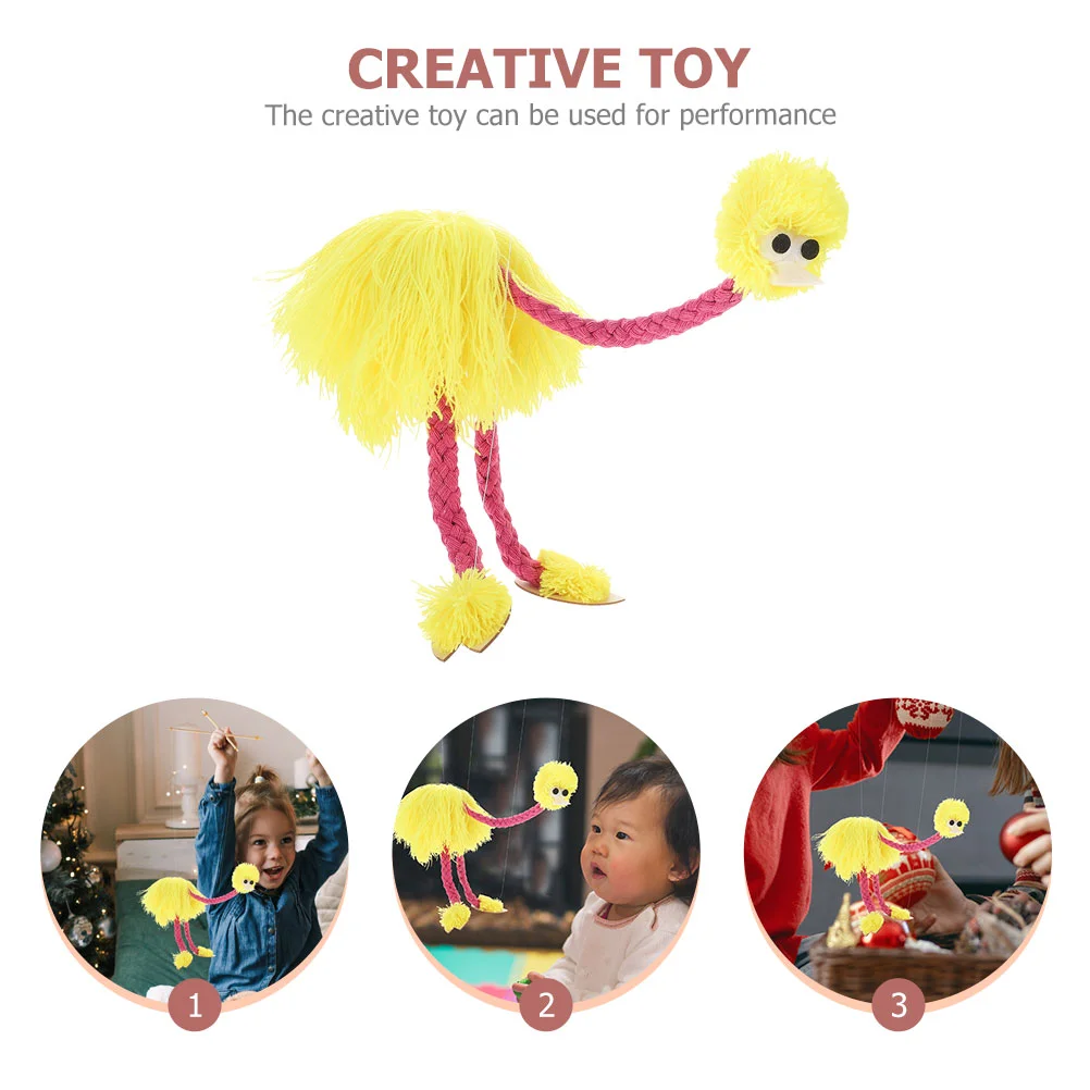 Ostrich Marionette Plush Marionettes Ostriches Puppet Kids Yellow Animals Funny Figure Craft Baby