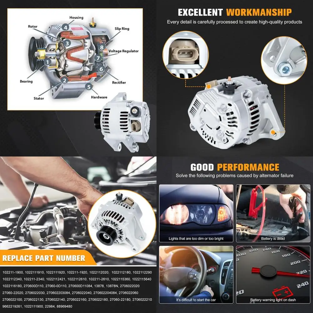 

Генератор подходит для Pontiac Vibe 2003-2008, Toyota Corolla 2003-2008/Celica 2000-2005/Matrix 2003-2008/MR2 Spyder 2000-2005, 1,8 л