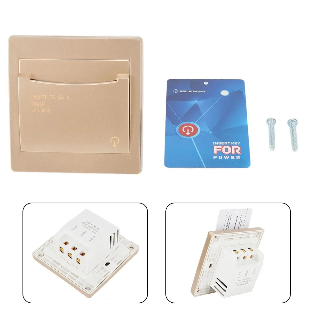 Electric Power card switch Flame retardant Business Indoor Socket Champagne gold Villa Insert Power-off Function