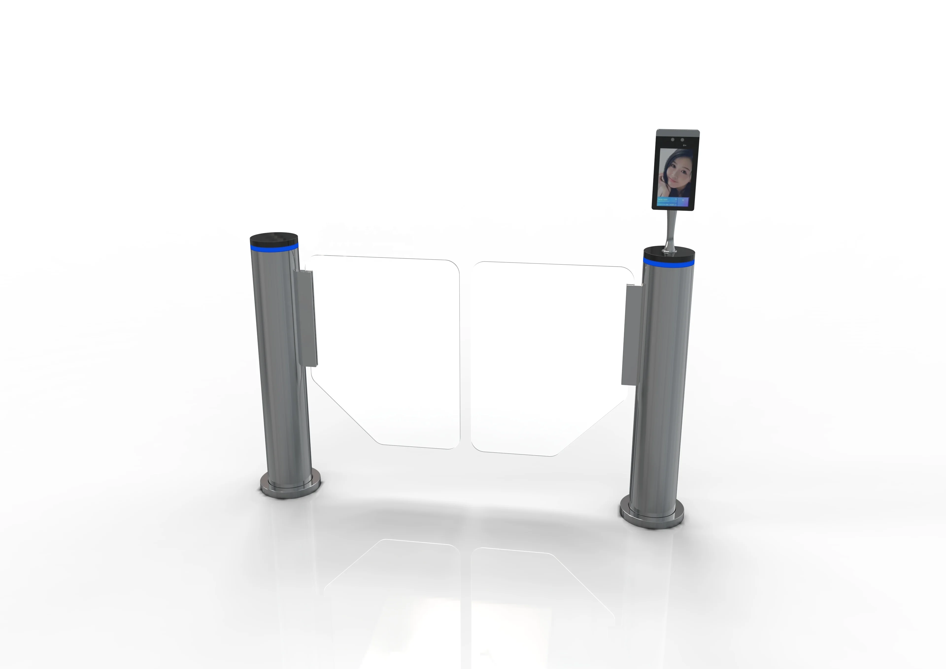 Vertical Swing Turnstile Gate Biometric Reader Anti-Tailgating Fast Entry/Exit for Lobby Edifice Small Footprint Stainless Steel