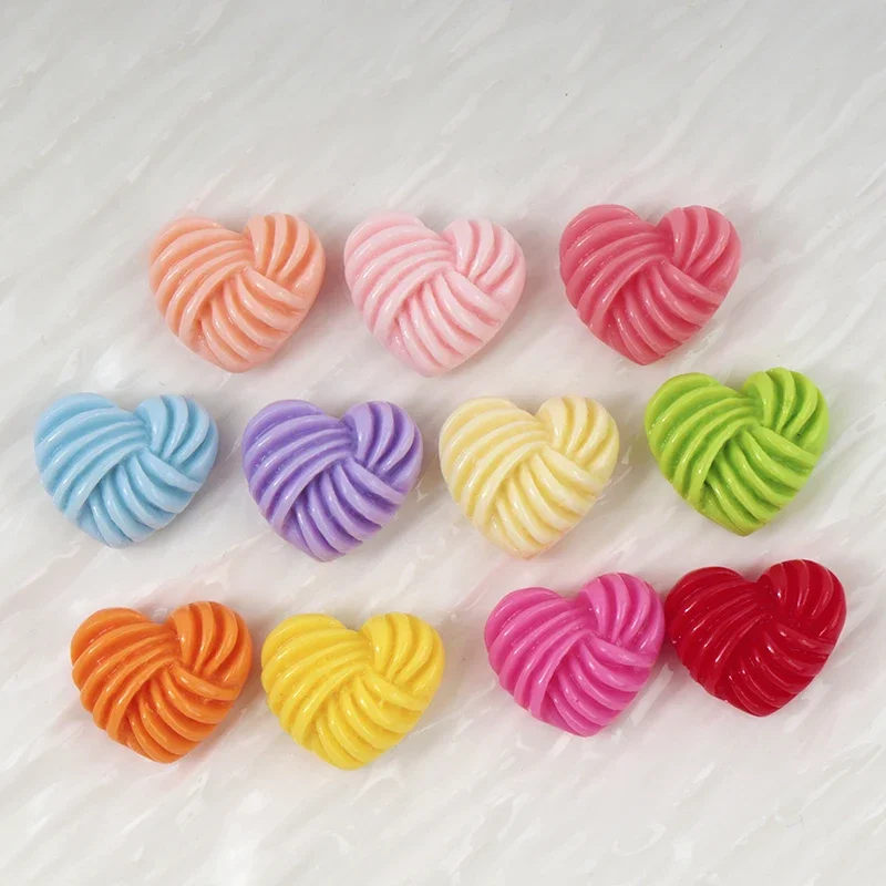 20/100pcs Colorful Stripe Sweet Hearts Flatback DIY Resin Crafts Scrapbook Charms Resin Patch Charm Hairpin Earrings Accessories