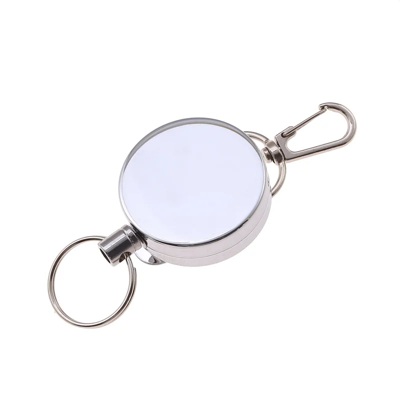 Aço inoxidável Corda Camping Chaveiro Telescópico Burglar Key Holder, Outdoor Key Ring, Retorno retrátil