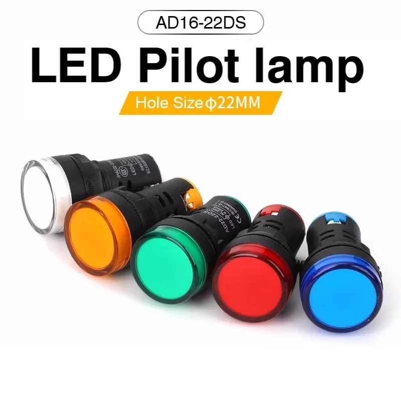 

1Pcs LED Pilot Lamp 22mm Panel Mount 12V 24V 36V 48V 110V 220V Power Light