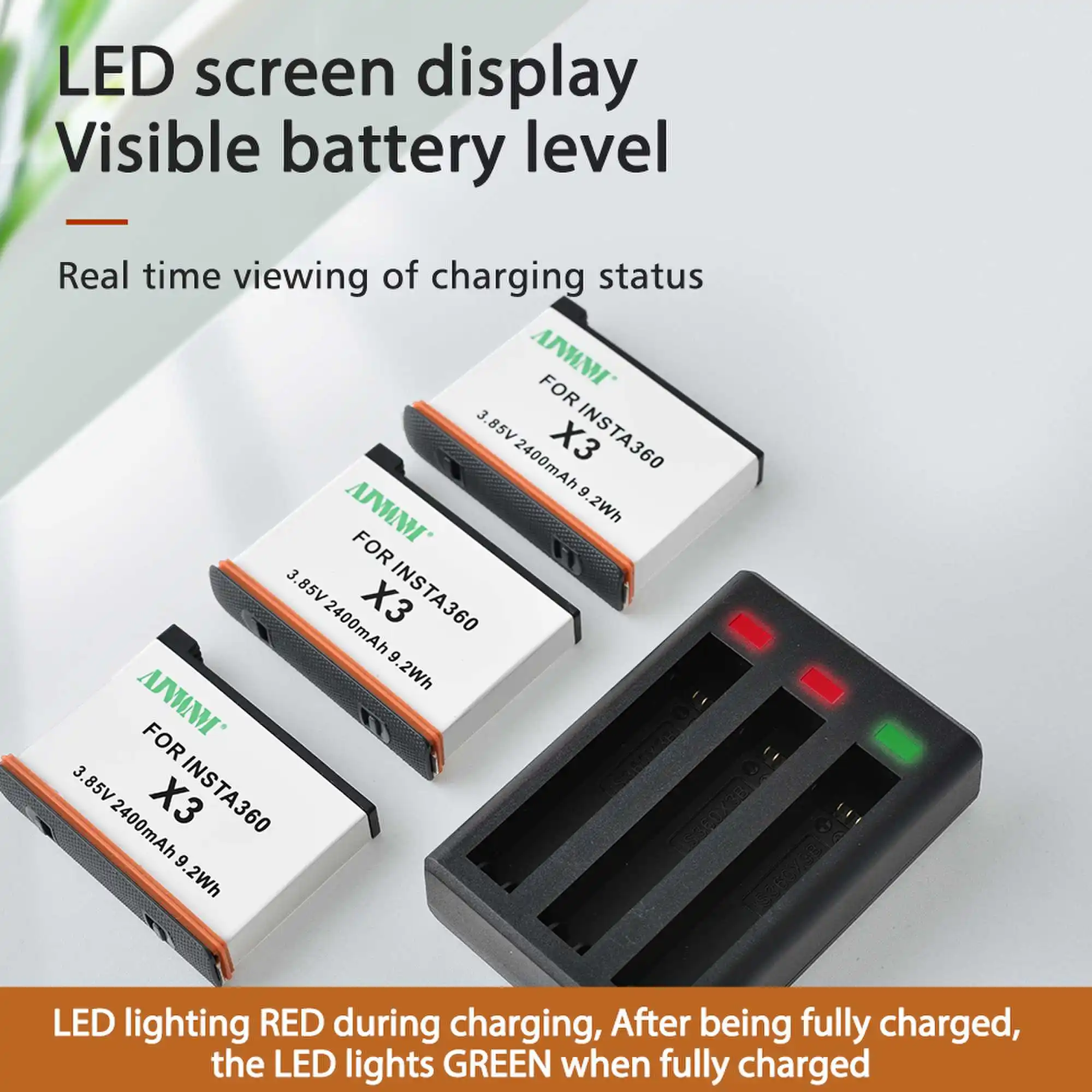 AJNWNM 2400mAh High Capacity Battery For Insta360 X3 Rechargeable Camera Battery For Insta 360 X 3 Action Camera Accessories