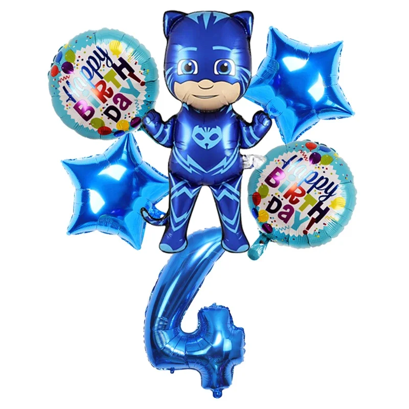 PJ Masks Aluminum Film Balloon Set Catboy Blue Happy Birthday Digital Balloon Toy Kids Birthday Party Decoration Supplies Gift