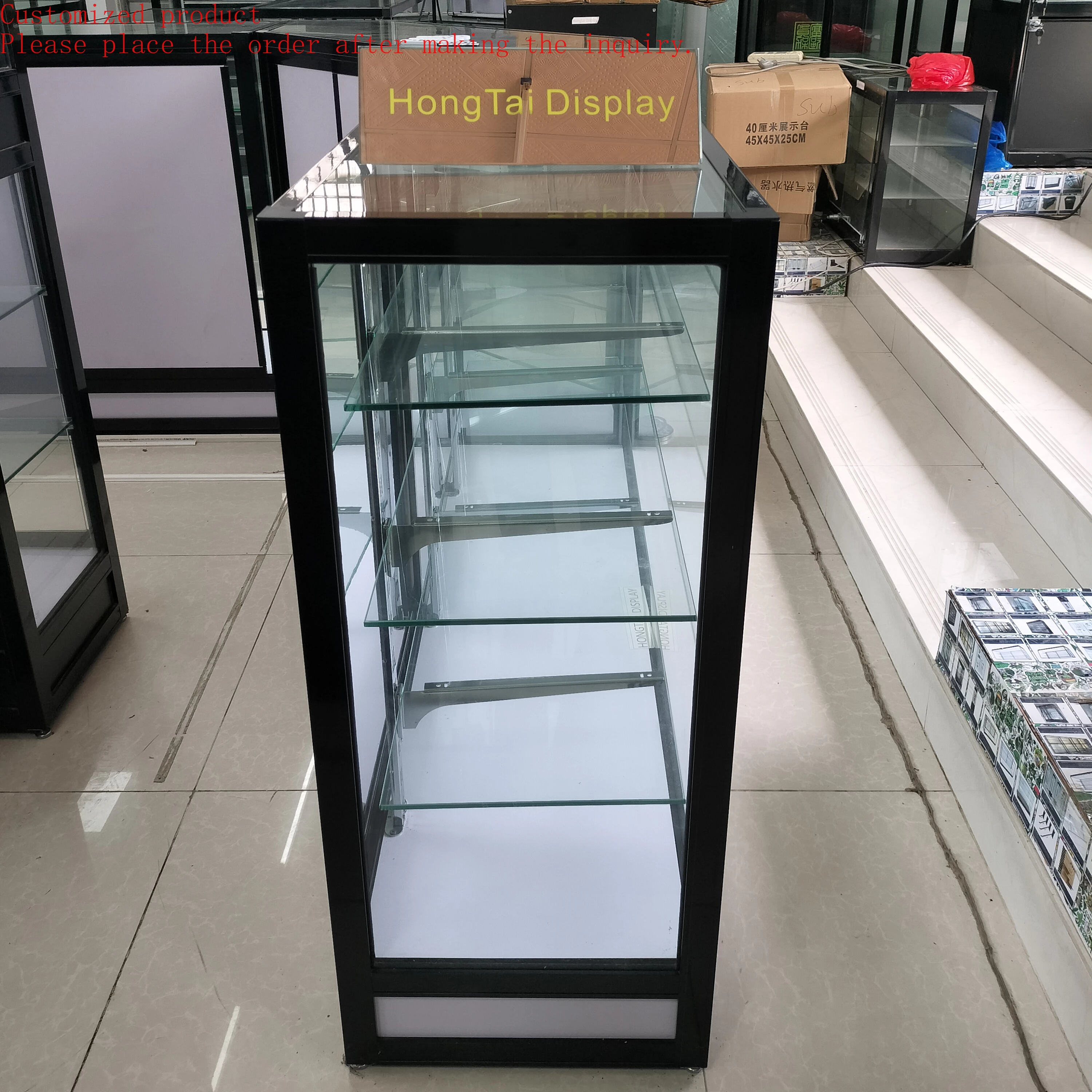

Custom.Modern Economic Showcase Counter Smoothly Mirror Sliding Door Mall Kiosk Shop Fitting for Tobacco Display Counter