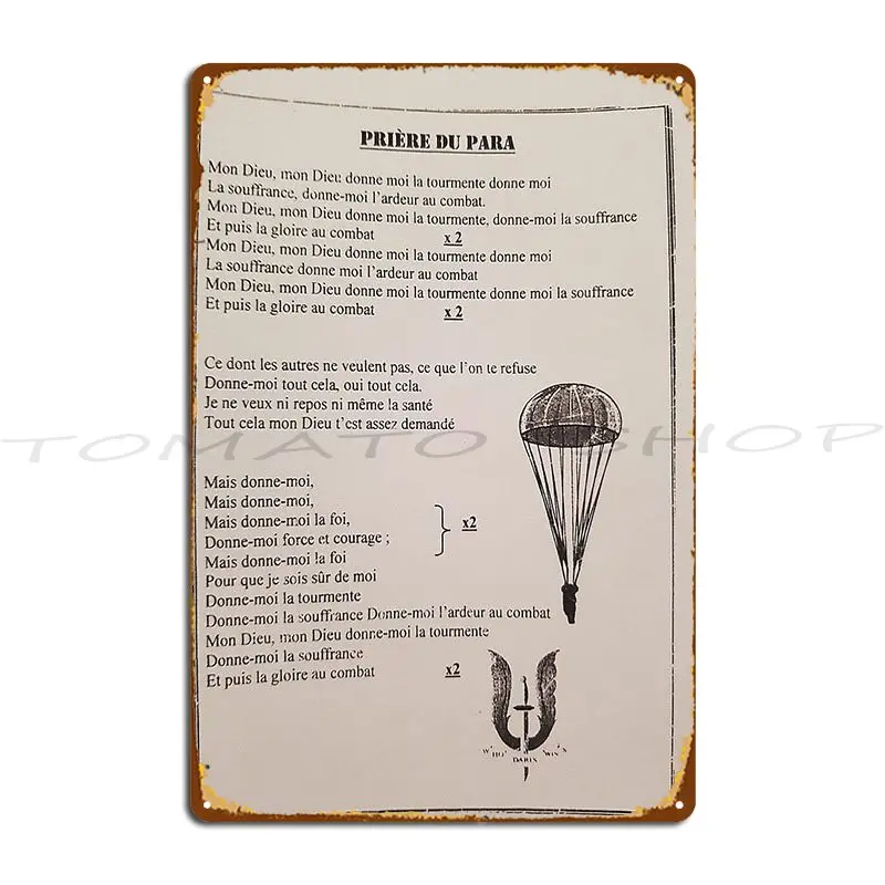 Flight 1962 Parachute Patent Sky Diving Metal Signs Cinema Custom Mural Wall Custom  Tin Sign Poster