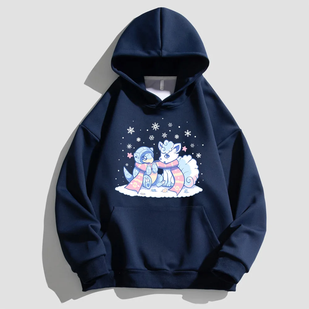 Men's and Women's Cotton Plush Sweatshirt Frosty Forms Print Christmas Party Hoodie Christmas Gift Shared Warmth Y2k