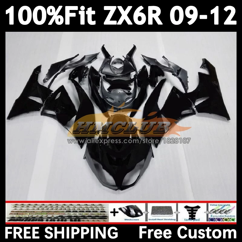 Injection Kit For KAWASAKI NINJA ZX-636 ZX-6R 2009 2010 flat black 2011 2012 158No.8 ZX 636 6R ZX636 ZX6R 09 10 11 12 Fairing