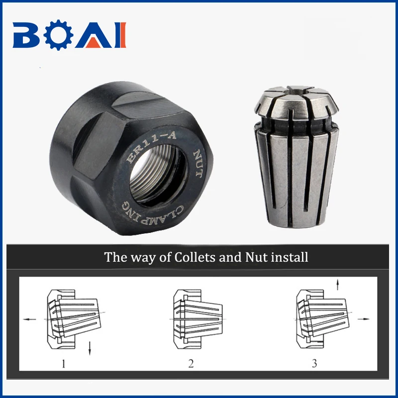 ER11 Collets And Nut CNC Parts Fixed in the Spindle Router Bits On it with Different Size