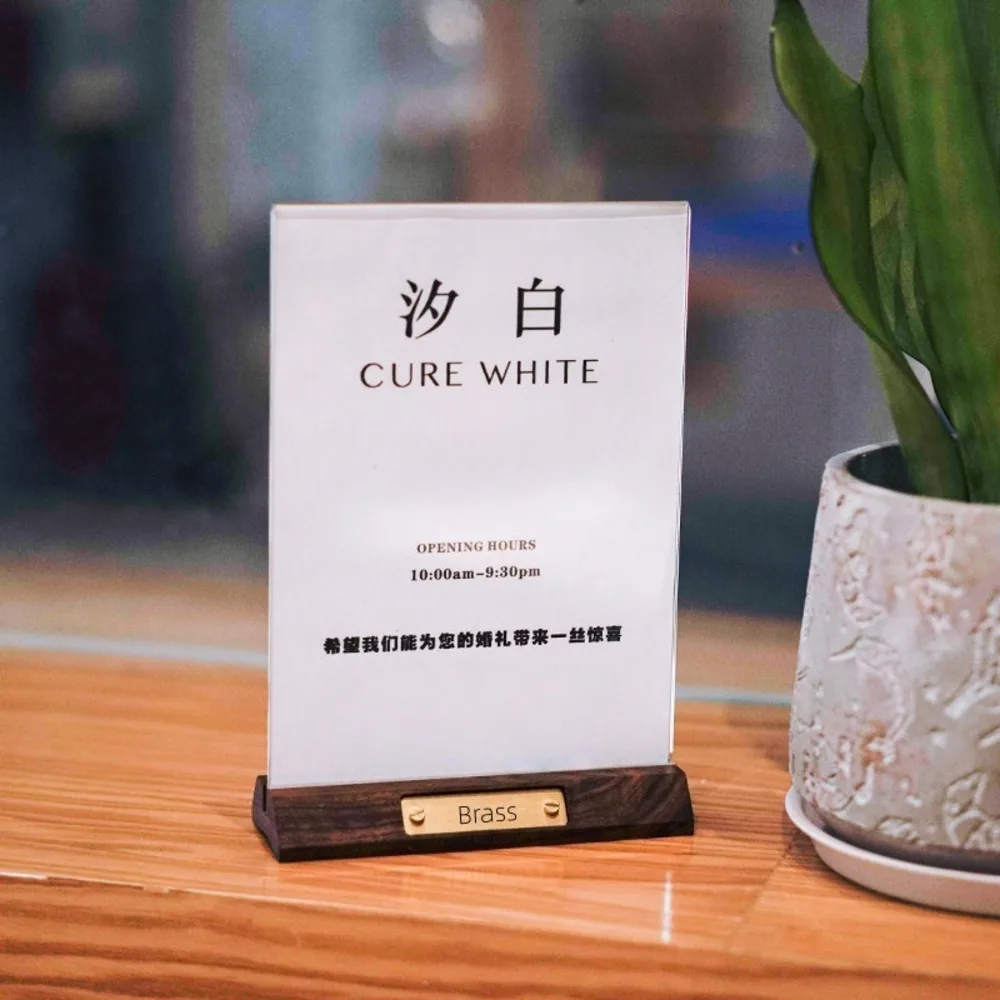 A5 Solid Wood Acrylic Sign Holder Display Stand Table Number/Name Card/Menu Paper Holder  Price Label/Poster Frame